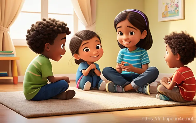 띠띠뽀 콘텐츠의 사회적 가치를 확장 - **Prompt:** A vibrant and dynamic illustration of a diverse group of French children, aged approxima...