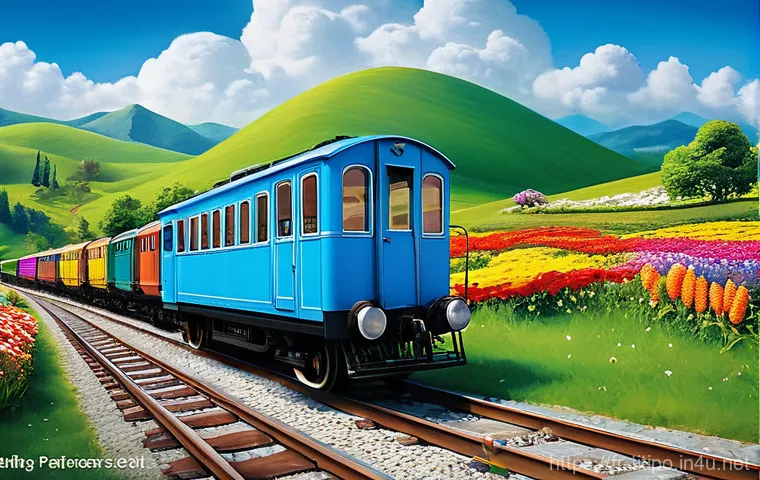 띠띠뽀 콘텐츠의 글로벌 진출 가능성 - **Prompt:** An enchanting and vibrant animated scene featuring Titipo, the friendly blue train, at t...