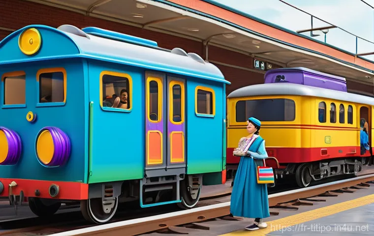 띠띠뽀 시즌별 캐릭터 변화 - A vibrant, animated scene depicting Titipo, Genie, and Diesel, all cheerful and wearing their unique...