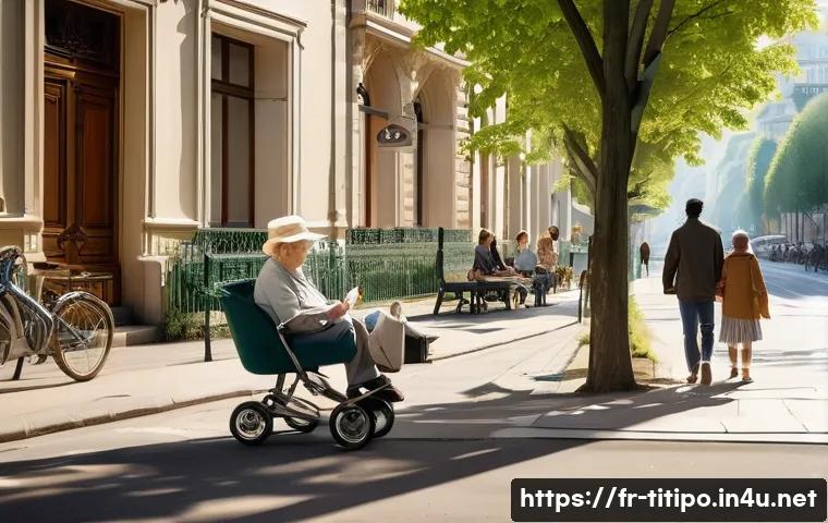 띠띠뽀와 도시 개발 이야기 - **Prompt:** A vibrant, sun-drenched street scene in a historic French city, where a modern, sleek tr...