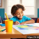 띠띠뽀 콘텐츠와 어린이들의 창의적 반응 - **Prompt 1: Cartoon-Inspired Creative Drawing**
    "A bright and cheerful image of a child, approxi...