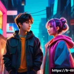 띠띠뽀 팬아트 갤러리 - A vibrant digital fanart scene inspired by DdippiPpo, featuring two characters in dynamic poses with...