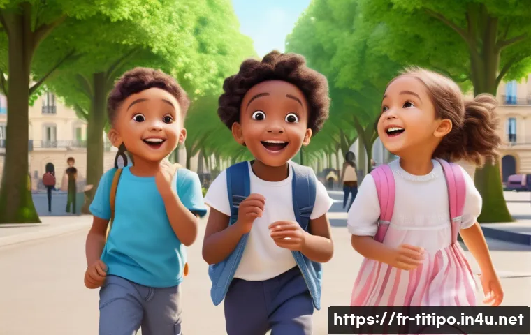 띠띠뽀 시청 후기 및 감상평 - A vibrant, colorful animated scene featuring a group of diverse, expressive young children happily p...