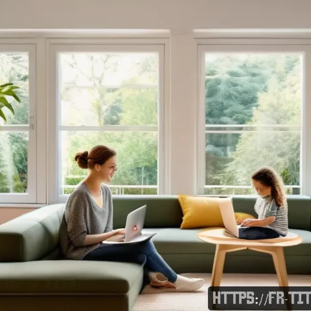 띠띠뽀 부모 가이드 - A warm and inviting family learning environment in a modern French living room, showing a parent and...